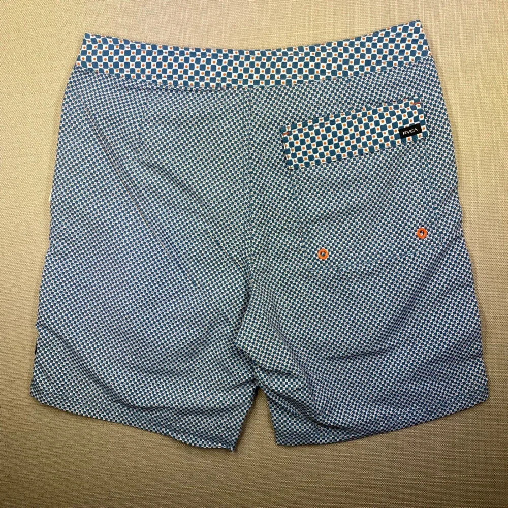 RVCA Mens Oddball Hybrid Boardshorts Blue Orange Geometric Print Size 29 NWT